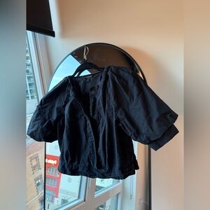 Banana Republic Poplin Cotton Volume Sleeve Top, Black,  PXS